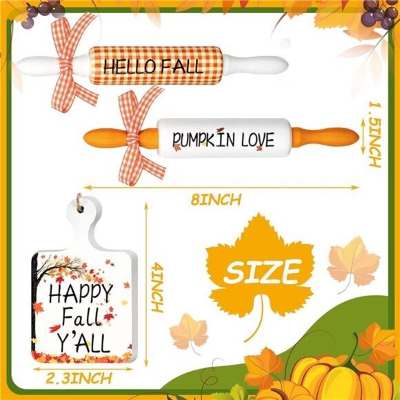 4 Pcs Fall Tiered Tray Decor Set Hello Pumpkin Love Maple Leaf Wood Table Decor‎ - Picture 3 of 6